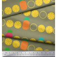 thumbnail image 1 of Soimoi Green Poly Georgette Fabric Pine & Lemon Slices Fruits Decor Fabric Printed Yard 52 Inch Wide, 1 of 5
