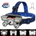 thumbnail image 2 of Graflsoa USB Rechargeable LED Headlamp with 5 Bright Lights, Adjustable Brightness for Outdoor Activities, Waterproof ABS Material, 18650 Battery, 1000m Range, Blue, 2 of 6