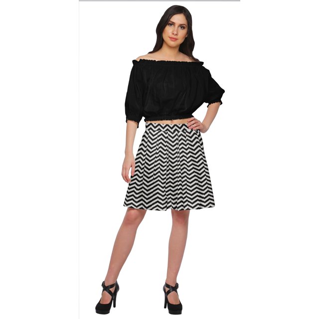 Moomaya Jupe Courte Plissée en Coton Imprimé Mini pour Femmes Vêtements Décontractés