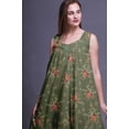 thumbnail image 3 of Bimba Robe de Nuit Mi-Mollet pour Femmes en Coton Imprimé Sans Manches à Feuilles Florales/rose et Myosotis Vert Algue, Robe Maxi XXX-Large, 3 of 6