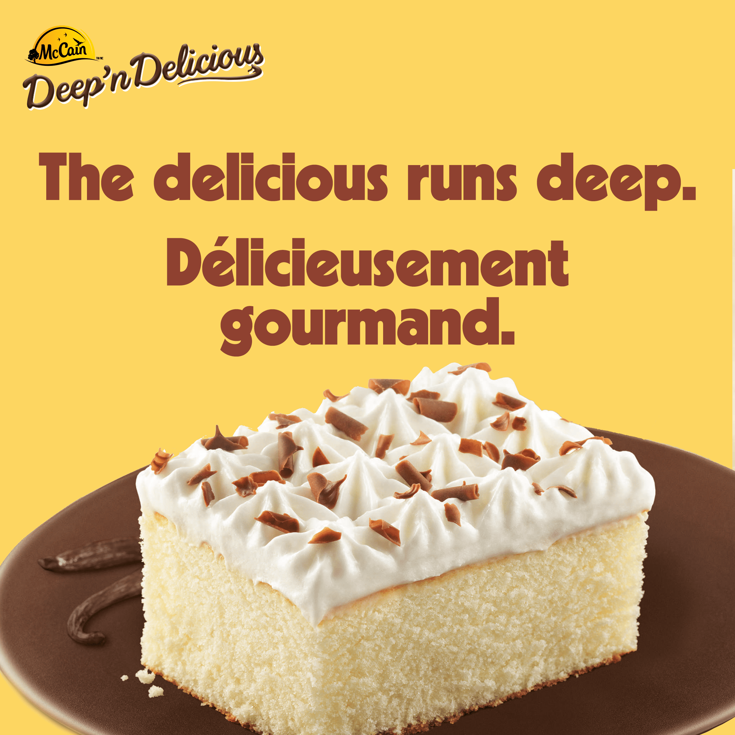 Gâteau à la vanille Deep’n Deliciousᴹᴰ McCainᴹᴰ, Fabriqué au Canada à partir d'ingrédients canadiens et importés 510g