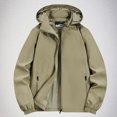 thumbnail image 1 of LOVZFMLL Jackets for Men's Solid Color Velvet Winter Windproof Hooded Long Sleeved Pocket, 1 of 7