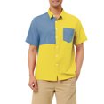 thumbnail image 1 of Unique Bargains Chemises pour Hommes à Manches Courtes d'Été en Coton Patchwork à Boutons, 1 of 5