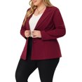 thumbnail image 4 of Agnes Orinda Women's Plus Size Fall Workwear Notched Lapel Button Down Office Blazer 4X Burgundy, 4 of 6