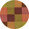 thumbnail image 1 of Ahgly Tapis Rond Lavable en Machine Intérieur Transitionnel Brun Cannelle, 7 Pieds Rond, 1 of 7