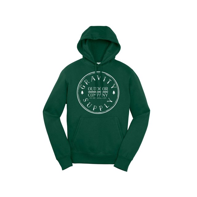 Gravity Supply Outdoor Hooded Pullover - White Logo - Forest Green - M