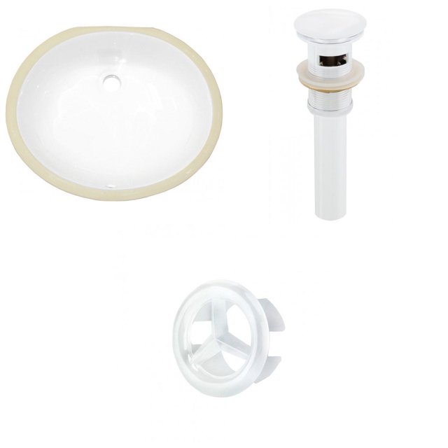 16.5-in. W CSA Oval Bathroom Undermount Sink Set In White - White Hardware - Overflow Drain Incl. AI-20671