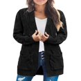 thumbnail image 1 of Women Cable Knitted Cardigan Outwear Solid Color Long Sleeve Open Front Sweater Jacket with Pockets, 1 of 6