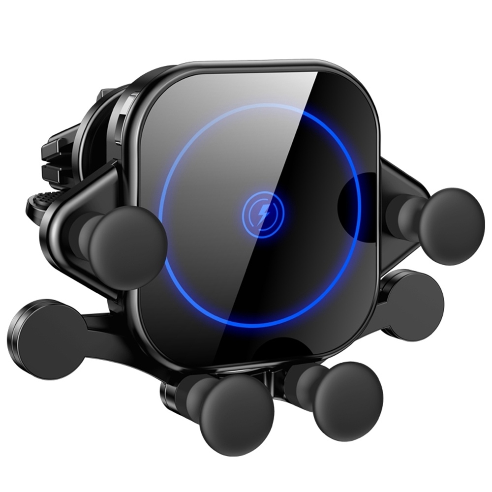 Amdohai Mini Wirelessly Car Charge with Stretchable Hook 15W Qi-Enabled Fast-charging Auto Clamping Car Phone Mount Windshield Air Vent Phone Holder
