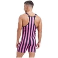 thumbnail image 4 of Zaldita Men's Striped Sleeveless Boxer Shorts Leotard Deep U Neck Racerback Slim Fit Rompers Hot Pink 3XL, 4 of 6