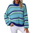 thumbnail image 1 of Yuyuzo Women Sweater Long Sleeve Round Neck Patchwork Color-Block Pullover Fashion Striped Sweater Blouse, 1 of 6