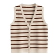 thumbnail image 1 of Women Striped Dressy Tops Cropped Tank Tops Sleeveless Button Up Cardigan Sweater Vests, 1 of 5