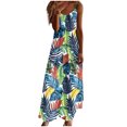 thumbnail image 2 of Ovzne Robes pour Femmes Robe de Plage Robes d'Été pour Femmes Imprimé Sans Manches Col Rond Robe Décontractée Longues Robes Robe de Printemps Imprimée Liquidation, 2 of 5