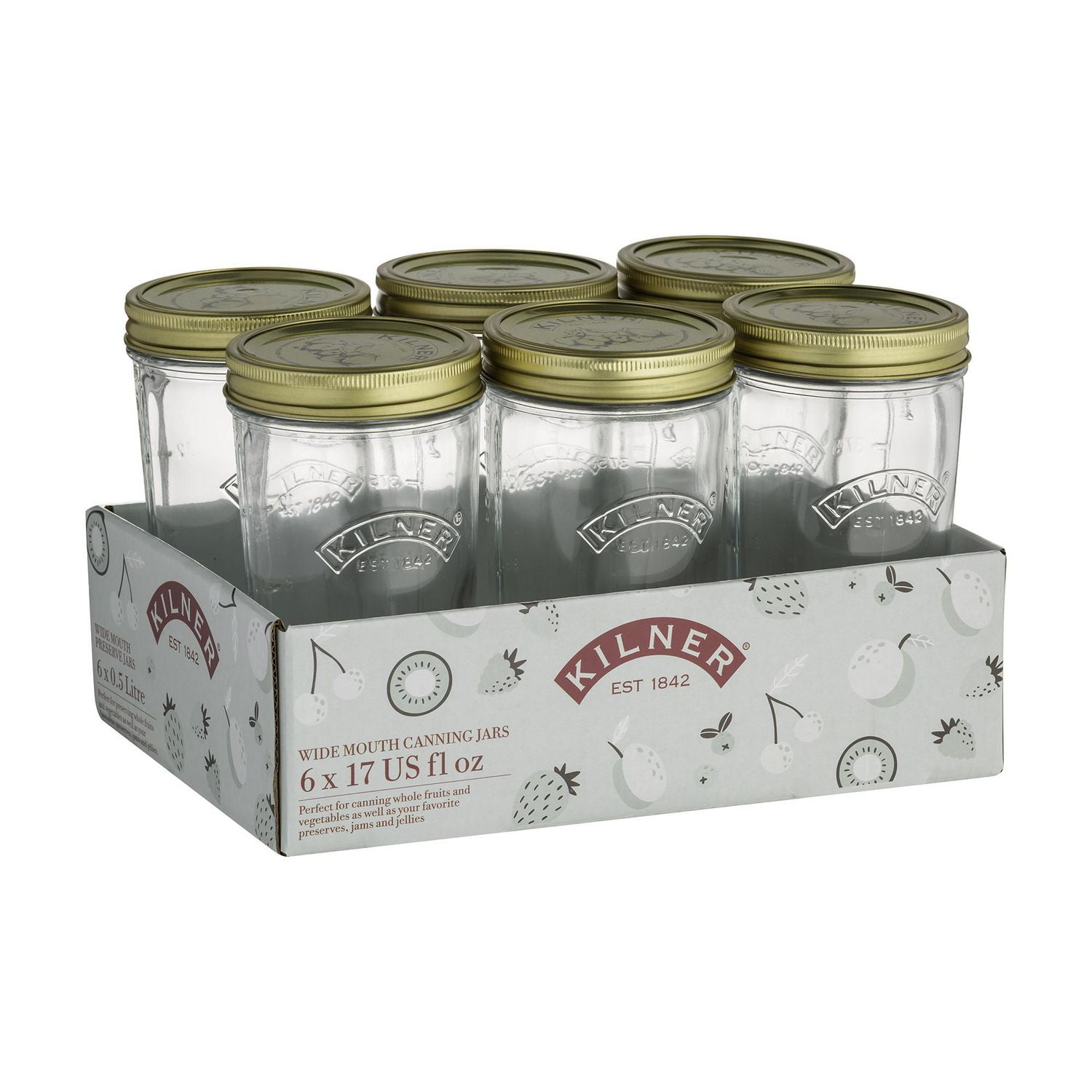 Kilner Pots Mason en verre à ouverture large avec couvercles scellés, 500ml