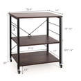 thumbnail image 3 of Costway 3-Tier Kitchen Baker's Rack Microwave Oven Storage Cart w/ Hook Charcoal, 3 of 10