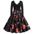 thumbnail image 2 of Robe Patchwork pour Femmes Robes Rockabilly Vintage Robe de Fête de Noël avec Nœud, 2 of 8