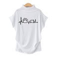 thumbnail image 3 of Femme Col Roulé Manches Courtes Coton Imprimé Blouse Décontractée Haut T-Shirt Grande Taille, 3 of 6
