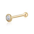 thumbnail image 1 of 18k Yellow Gold Nose Ring with Simulated Diamond Bezel Set Micro Stud Piercing Body, 1 of 6