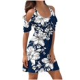 thumbnail image 2 of CHUANK Robes d'Été en Solde Femmes Décontractées Amples Formelles Imprimé Floral Robe de Plage Épaules Dénudées, 2 of 5