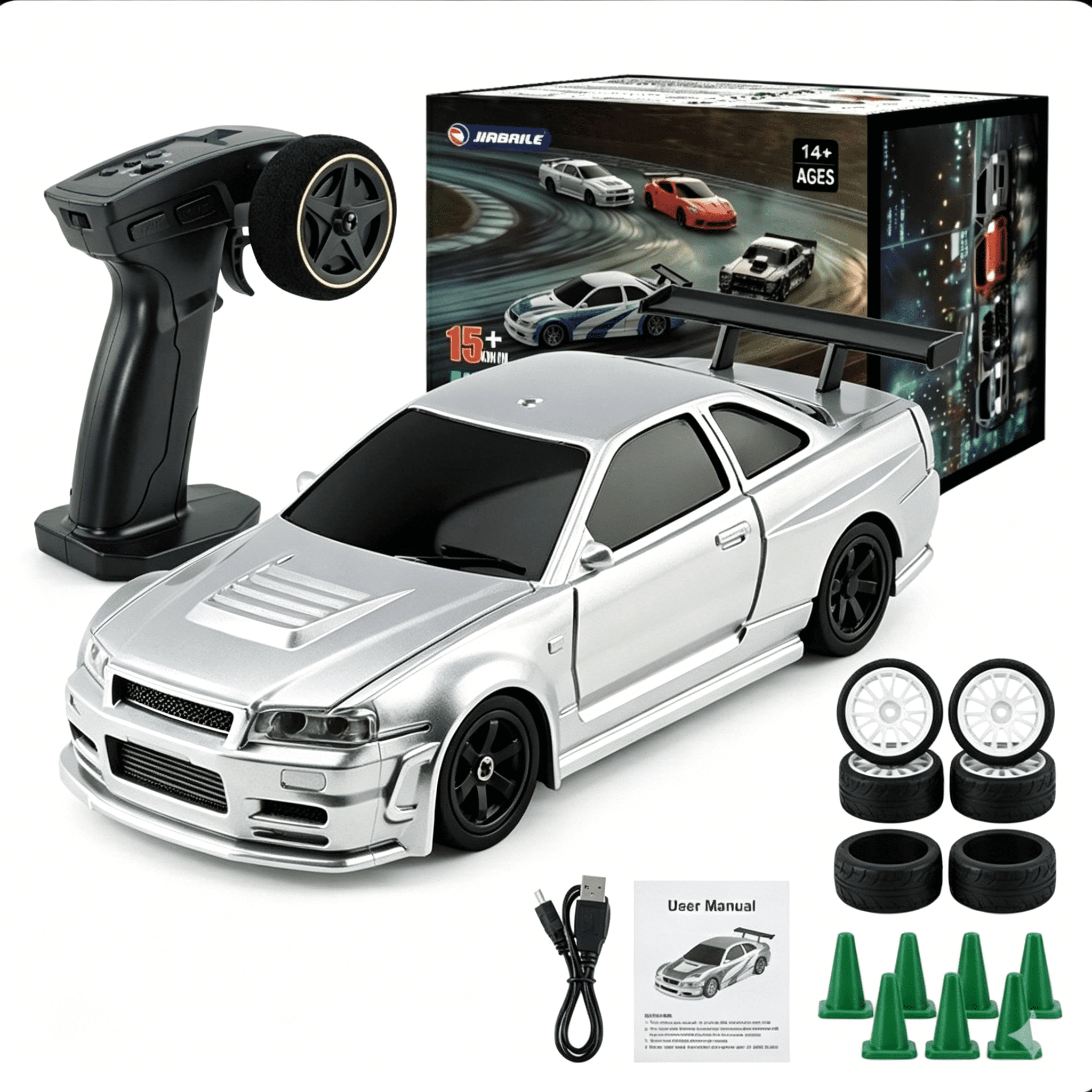 Funtogether Toys RC Drift Race Car, 1:43 Scale Mini 4WD High-Speed Racing Vehicle, Remote Control Drift Toy, Birthday Holiday Gift for Boys and Kids