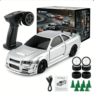 Funtogether Toys RC Drift Race Car, 1:43 Scale Mini 4WD High-Speed Racing Vehicle, Remote Control Drift Toy, Birthday Holiday Gift for Boys and Kids