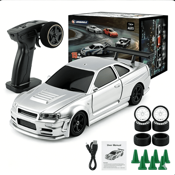 Funtogether Toys RC Drift Race Car, 1:43 Scale Mini 4WD High-Speed Racing Vehicle, Remote Control Drift Toy, Birthday Holiday Gift for Boys and Kids