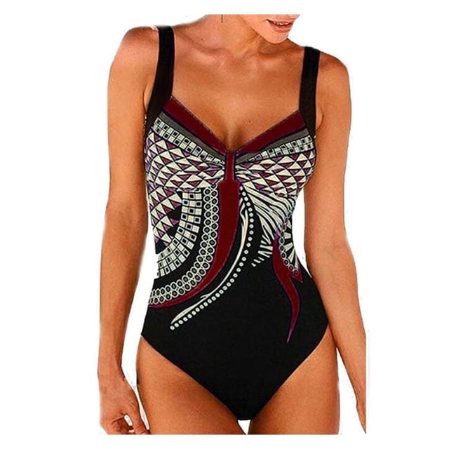 Maillot de Bain une Pièce à Imprimé pour Femme, Maillot Rétro Vintage, Tenue de Plage, Maillot de Bain