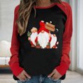 thumbnail image 2 of RKSTN Chandail pour Femmes de Noël à Col Rond, Chandail Imprimé du Père Noël, Manches Longues, Blouse Régulière à Empiècements, 2 of 5