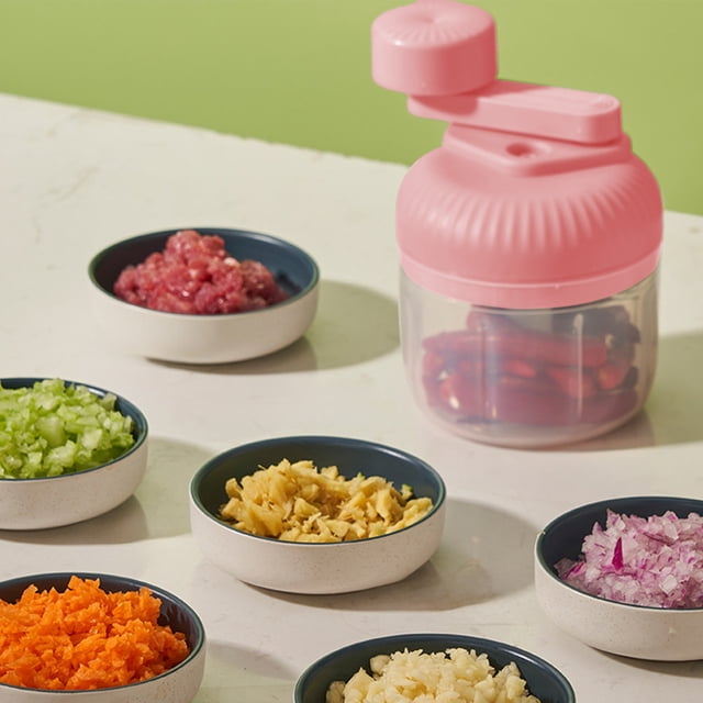 ZZkhGO Hand Crank Food Processor, 250ml Capacity Garlic Chopper, Handheld Vegetable Meat Grinder for Salsas Salad Pesto Cooking