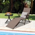 thumbnail image 4 of Gymax Chaise Longue d'Extérieur Réglable pour Patio et Plage, Fauteuil Inclinable Pliant, Brun, 4 of 8
