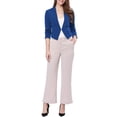 thumbnail image 2 of Blazer de Travail pour Femme Sans Col, Veste de Tailleur Chic Décontracté, Blazer Court, TP, Bleu, 2 of 8