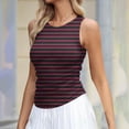 thumbnail image 2 of Plebaso Débardeurs Ajustés à Rayures pour Femmes Sans Manches à Col Rond Froncés Blouses d'Été Décontractées Basiques T-Shirts, 2 of 5