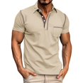 thumbnail image 1 of Men's Shirts - Product Category Men Product Title Male Spring Short Sleeve Solid Color Pocket Letter Stripe Stitching Raglan Sleeve Top, 1 of 6