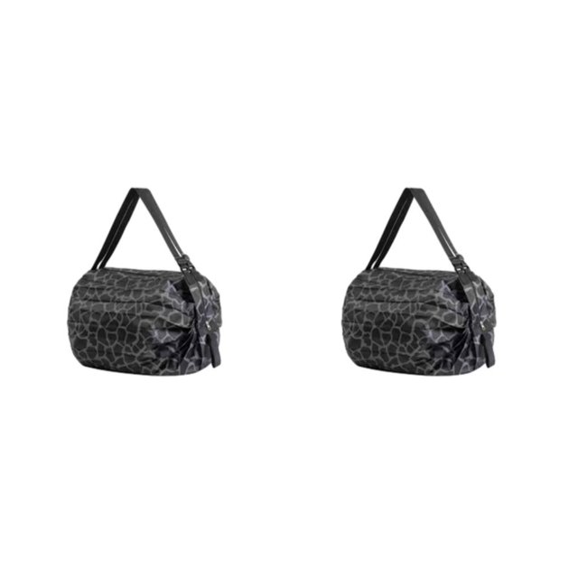kurtrusly Sac de Rangement Réutilisable Pliable Écologique et Polyvalent Sac de Courses Imperméable en Polyester pour Voyage Sac de Plage Sac à Main Motif Noir 2Set
