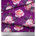 thumbnail image 2 of Soimoi Purple Rayon Fabric Peony And Ranunculus Floral Decor Fabric Printed Yard 42 Inch Wide, 2 of 3