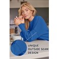 thumbnail image 4 of ORUYROP Women's Crewneck Batwing Long Sleeve Sweater 2023 Fall Oversized Ribbed Knit Side Slit Pullover Top, 4 of 7