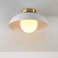 thumbnail image 2 of 1-Light Matte White Flush Mount Ceiling Light with White Opal Glass Shade, 2 of 9