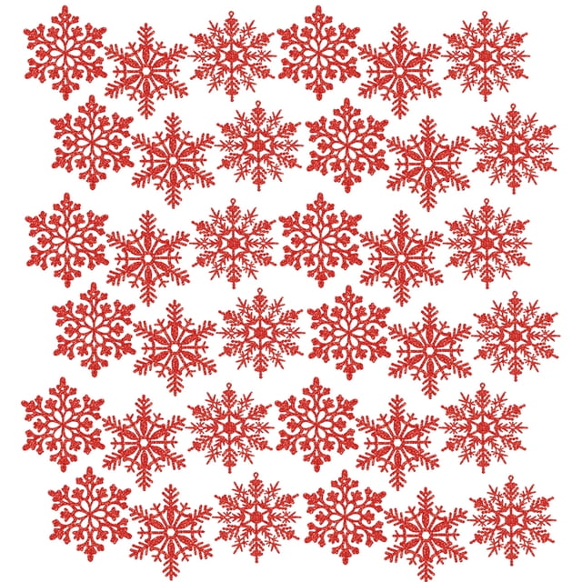 Plastic Glitter Snowflake, 10cm, 30 Per Box
