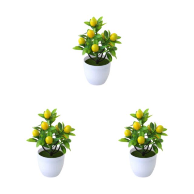 Ruiboury Add Touch Of Green To Living Space Artificial Plant Collection Home Decor Plastic Artificial Potted Plants False Plant lemon 3Set