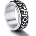 thumbnail image 1 of ORUYROP Can Engrave Viking Rune Spinner Rings for Men/Women, Size #7-#14 Chain Link Fidget Ring, Stainless Steel/Gold Plated/Black-Send Gift Box, 1 of 7