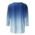 thumbnail image 5 of Pompotops Mode Femme Col Rond Dégradé Imprimé Manches Trois-Quarts Chemisier Chemise en Solde, 5 of 5