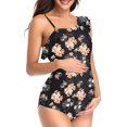 thumbnail image 1 of ZECATL Star Maternity Off Shoulder One Piece Swimsuit Flounce Floral Ruffled Pregnancy Bathing Suit Flower(M, 1 of 3