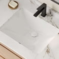 thumbnail image 1 of Stylish Undermount 20-3/4"L White Porcelain Rectangular Bathroom Sink with Pop-Up Drain P-200D, 1 of 9
