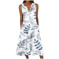 thumbnail image 2 of EGNMCR Robes de Fête pour Femmes Robe d'Été pour Femmes Design Décontracté Robe Dégradée Sans Manches Col en V Longue Robe, 2 of 5