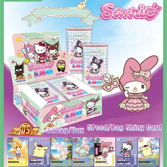 Sanrio Kuromi Hello Kitty Carte Brillante Dessin Animé My Melody Cinnamoroll Carte à Collectionner Jeu Carte à Échanger Jouet pour Enfants Cadeau de Noël
