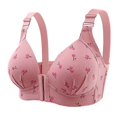 thumbnail image 1 of GDREDA Classic Style Bra New Front Closure Plus Size Bra With Gathering Effect No Underwire Side Support Full Coverage For Plus Size Women's Underwear Pink,42, 1 of 2