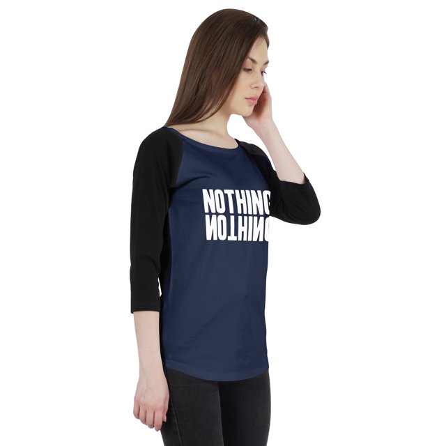 Inkmeso T-Shirt Raglan pour Femmes à Manches 3/4 Heureux Motivationnel Citation Nothing Haut en Jersey Graphique