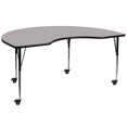 thumbnail image 1 of Mobile 48''W x 72''L Kidney Grey HP Laminate Activity Table - Standard Height Adjustable Legs, 1 of 3