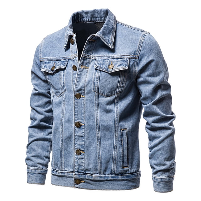 Veste en Denim Homme Hommes Mode Veste Décontractée Denim Extérieur Veste à Simple Boutonnage Veste d'Outillage. une Veste en Denim Bleu Pâle avec une Fermeture à Boutons, Manches Longues et un design Classique à Simple Boutonnage. Comprend Deux Poches Poitrine avec Rabats à Boutons, Poches Latérales et Surpiqûres Renforcées. Convient aux Activités de Plein Air, au Port Décontracté et à la Superposition en Automne et en Hiver. Faite de 90 % Coton pour le Confort et la Durabilité.
