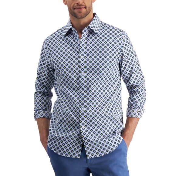 Club Room Chemise à Carreaux Concho pour Homme Bleu Encre Pâle Petit